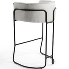 Kit 2 Banquetas Decorativas Betina Base Preto Viscolinho Off