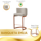 Kit 2 Banquetas Decorativas Emília Suede Bege Para Cozinha Ba