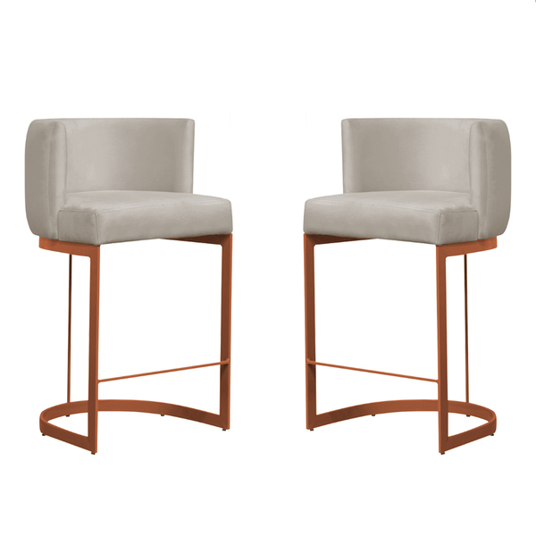 Kit 2 Banquetas Decorativas Emília Suede Bege Para Cozinha Ba