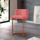 Kit 2 Banquetas Decorativas Emília Suede Rosê Para Cozinha Ba