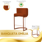 Kit 2 Banquetas Decorativas Emília Suede Telha Para Cozinha B