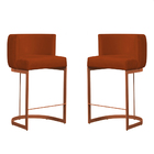 Kit 2 Banquetas Decorativas Emília Suede Telha Para Cozinha B