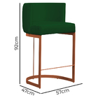 Kit 2 Banquetas Decorativas Emília Suede Verde Para Cozinha B