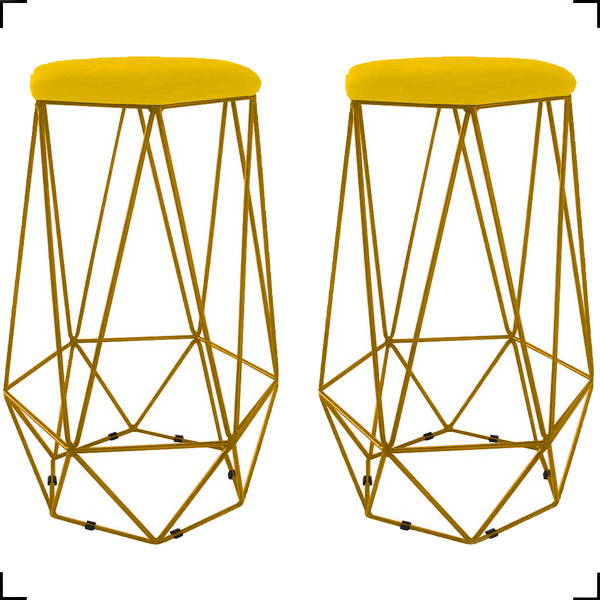 Kit 2 Banquetas Decorativas Para Balcão Hexágonal Aramado Bas