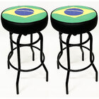 Kit 2 Banquetas Do Brasil Alta Bar Estampa Bandeira Giratória