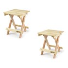 Kit 2 Banquetas Dobráveis De Madeira Maciça Walk Forest Bege