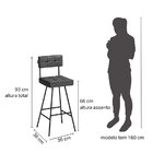 Kit 2 Banquetas Em Aço E Couro Sintético Madri  Preto/preto