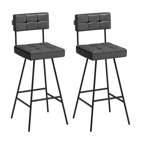 Kit 2 Banquetas Em Aço E Couro Sintético Madri  Preto/preto