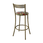 Kit 2 Banquetas Em Aço E Junco México Floral Hibisco Vermelho