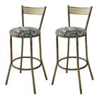 Kit 2 Banquetas Em Aço Sofia Floral Costela De Adão Verde - C