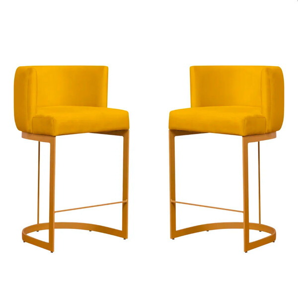 Kit 2 Banquetas Emília Decorativas Para Cozinha Em Suede Amar