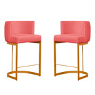 Kit 2 Banquetas Emília Decorativas Para Cozinha Em Suede Rose