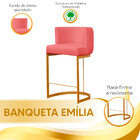 Kit 2 Banquetas Emília Decorativas Para Cozinha Em Suede Rose