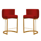 Kit 2 Banquetas Emília Decorativas Para Cozinha Em Suede Verm