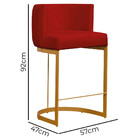 Kit 2 Banquetas Emília Decorativas Para Cozinha Em Suede Verm