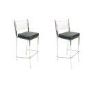 Kit 2 Banquetas Empilhável Cromada Altura 65cm Assento Preto