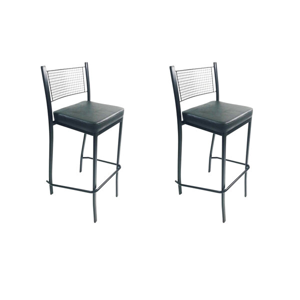 Kit 2 Banquetas Empilhável Preta Alta Assento Preto - Poltron