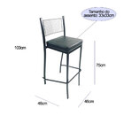 Kit 2 Banquetas Empilhável Preta Alta Assento Preto - Poltron