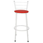 Kit 2 Banquetas Epoxi Branco Assento Vermelho