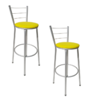 Kit 2 Banquetas Epoxi Cinza  Assento Amarelo