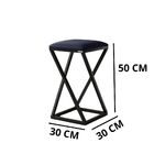 Kit 2 Banquetas Estilo Industrial Em Ferro Estofada Azul