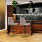 Kit 2 Banquetas Fixa Decorativa Base De Aço Bernice Linho Beg