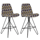 Kit 2 Banquetas Fixa Decorativa Base De Aço Bernice Suede Col