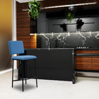 Kit 2 Banquetas Fixa Decorativa Base De Aço Marcius Linho Azu