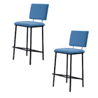 Kit 2 Banquetas Fixa Decorativa Base De Aço Marcius Linho Azu