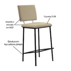 Kit 2 Banquetas Fixa Decorativa Base De Aço Marcius Linho Beg