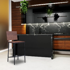 Kit 2 Banquetas Fixa Decorativa Base De Aço Marcius Madeira T