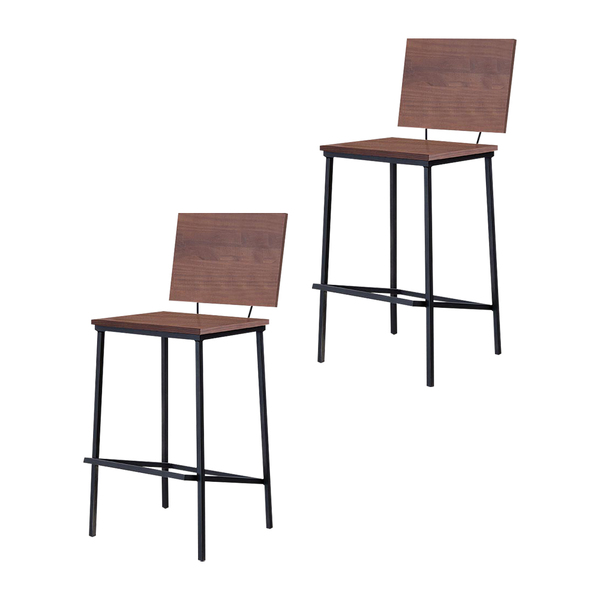 Kit 2 Banquetas Fixa Decorativa Base De Aço Marcius Madeira T