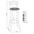 Kit 2 Banquetas Fixas Bp26a De Metal E Assento Espuma D15 Tre