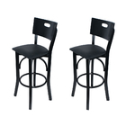 Kit 2 Banquetas Fixas Ipanema Pretas Em Madeira Maciça Estofa