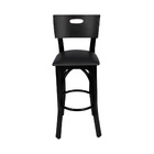 Kit 2 Banquetas Fixas Ipanema Pretas Em Madeira Maciça Estofa