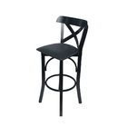 Kit 2 Banquetas Fixas Pretas Merlim Em Madeira Maciça Estofad