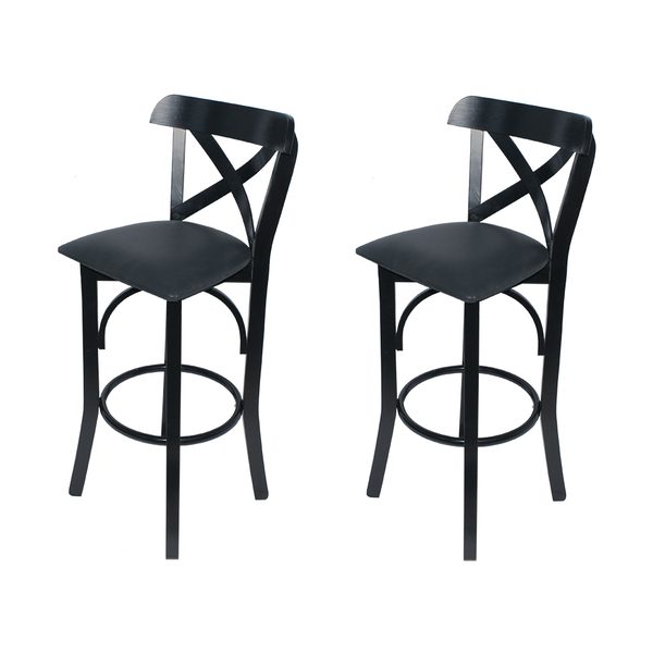 Kit 2 Banquetas Fixas Pretas Merlim Em Madeira Maciça Estofad