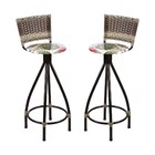 Kit 2 Banquetas Giratória Encosto Em Junco Banco Alto Bar - F