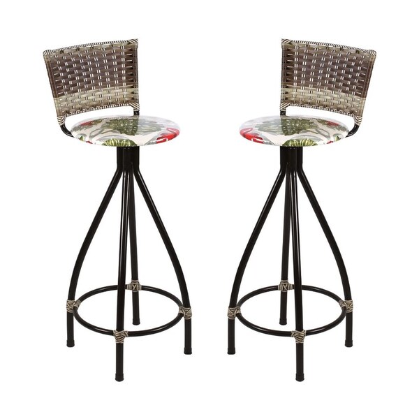 Kit 2 Banquetas Giratória Encosto Em Junco Banco Alto Bar - F