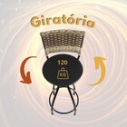 Kit 2 Banquetas Giratória Encosto Em Junco Banco Alto Bar - V