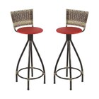 Kit 2 Banquetas Giratória Encosto Em Junco Banco Alto Bar - V