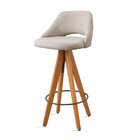 Kit 2 Banquetas Giratórias Estofadas Com Encosto Nicole Bege