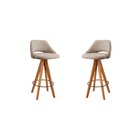 Kit 2 Banquetas Giratórias Estofadas Com Encosto Nicole Bege