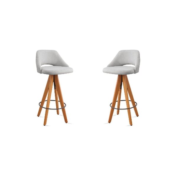 Kit 2 Banquetas Giratórias Estofadas Com Encosto Nicole Cinza