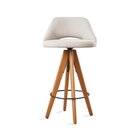 Kit 2 Banquetas Giratórias Estofadas Com Encosto Nicole Nude