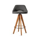 Kit 2 Banquetas Giratórias Estofadas Com Encosto Nicole Preto