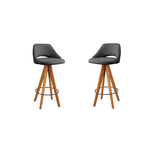 Kit 2 Banquetas Giratórias Estofadas Com Encosto Nicole Preto