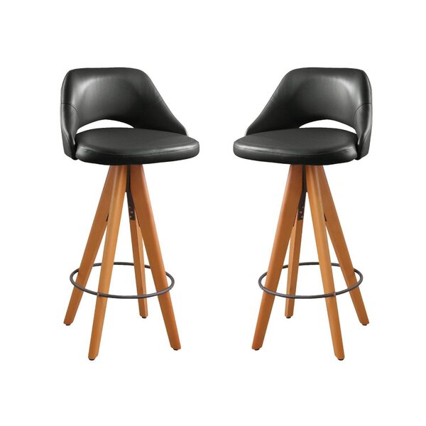 Kit 2 Banquetas Giratórias Estofadas Com Encosto Nicole Preto