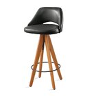 Kit 2 Banquetas Giratórias Estofadas Com Encosto Nicole Preto