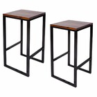 Kit 2 Banquetas Industrial Bistrô Sem Encosto Ferro Com Madei
